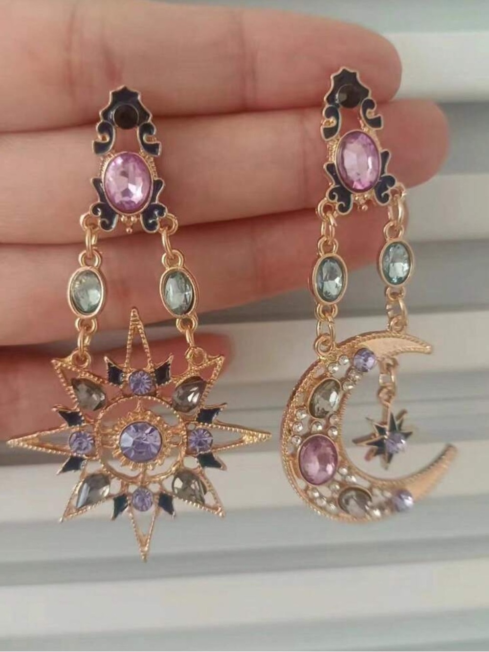 🌟 Mismatched Celestial Drop Earrings 🌟